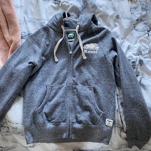 roots salt and pepper zip up sweater